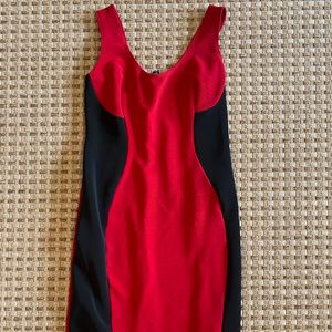 Red and Black midi dress